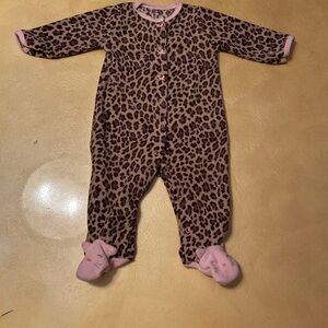 Leopard Print infant One Piece with Pink Accents